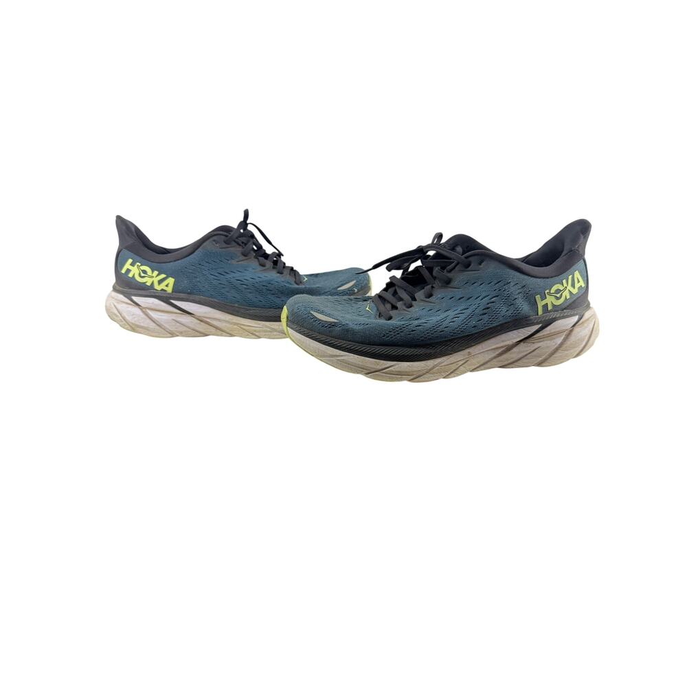 Hoka M Clifton 8 Blue Electric Green Mens 10D Running High Cushion